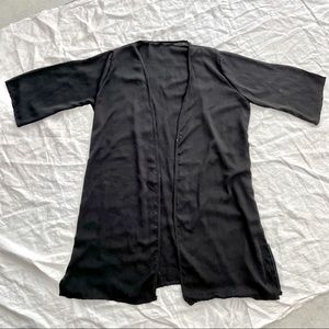 Black casual rayon kimono / beach cover up